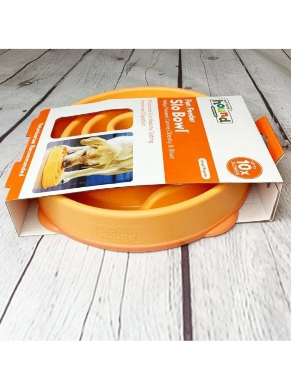 NEW in PKG OUTWARD HOUND ORANGE FUN FEEDER SLO BOWL LARGE/REGULAR